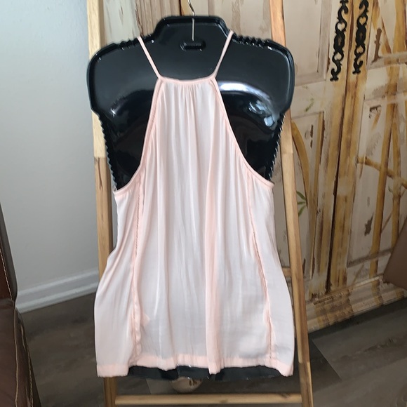 TART size medium Light Pink Spaghetti Strap camisole Top cut out detail trim - Picture 3 of 6